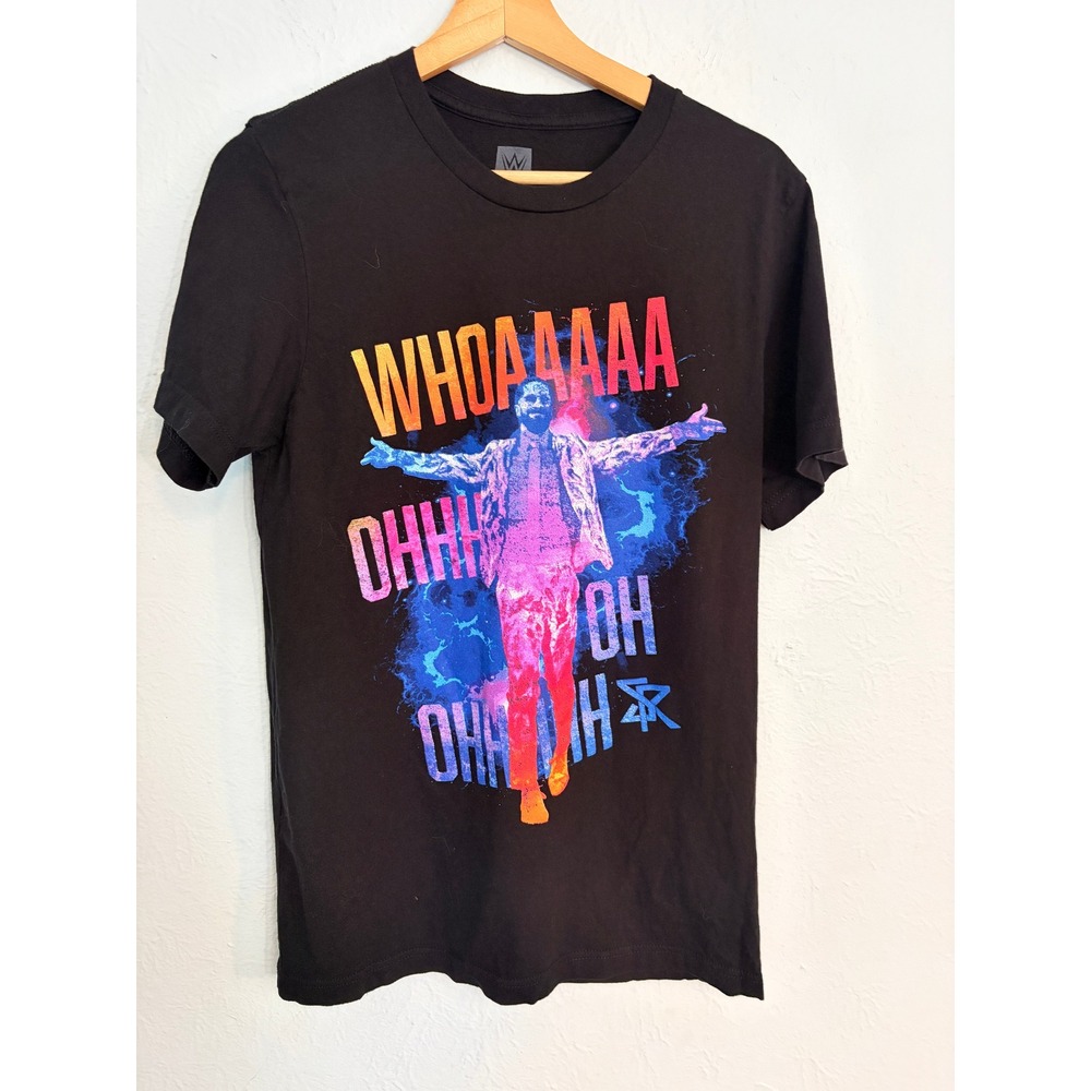 WWE Seth Rollins T-Shirt Medium Black Whoa Oh Graphic Tee Wrestling Visionary